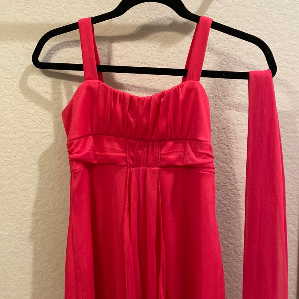 Beautiful pink dress with added material for optional bow around